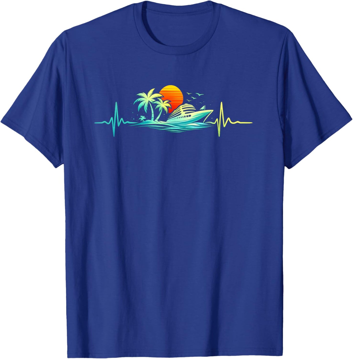 Cruise Ship Vacation Summer Cruise Heartbeat Cruising T-Shirt - T-Shirt | Royal