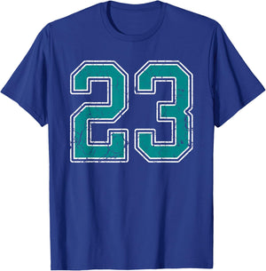 Teal and White Number 23 Jersey Player Uniform #23 Fan T-Shirt - T-Shirt | Royal