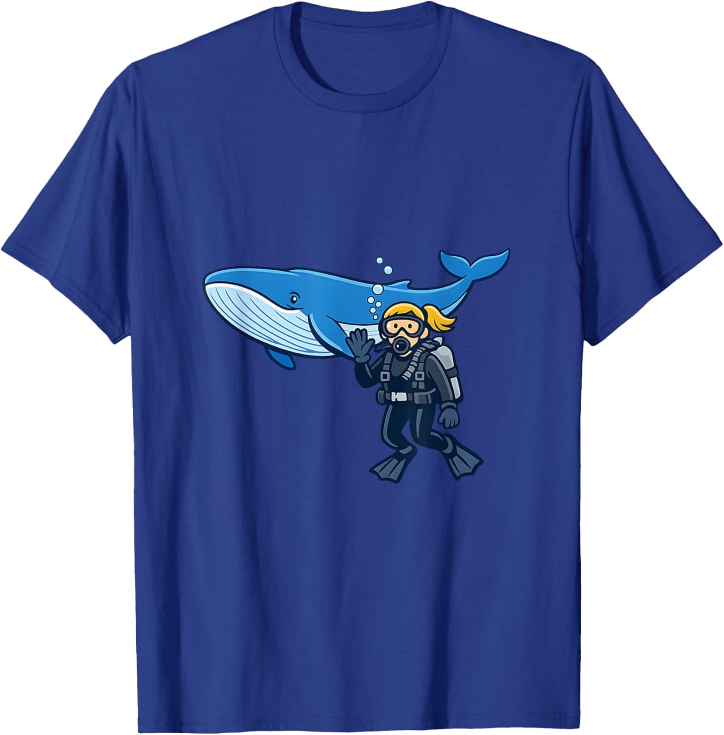 Blue Whale Scuba Diver Ocean Adventure Design T-Shirt - T-Shirt | Royal