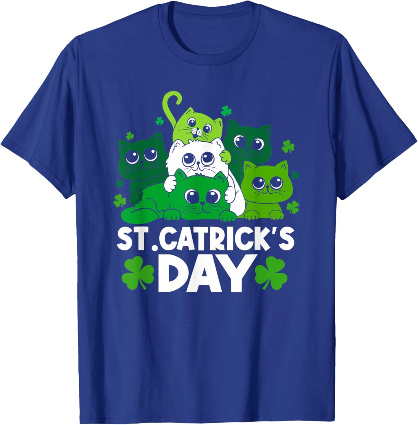 St Catrick's Day Funny Cat St Patricks Day Women Girls Kids T-Shirt - T-Shirt | Royal