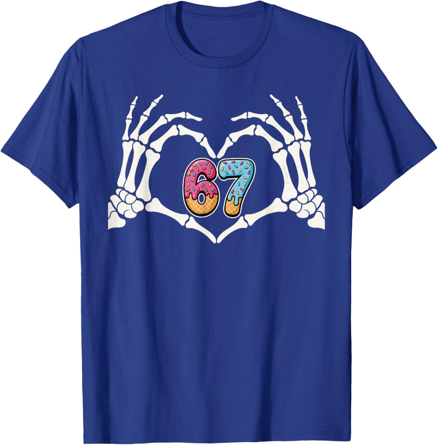 Six Seven Ice Cream Drip 67 Meme Skeleton Hands Sign T-Shirt - T-Shirt | Royal
