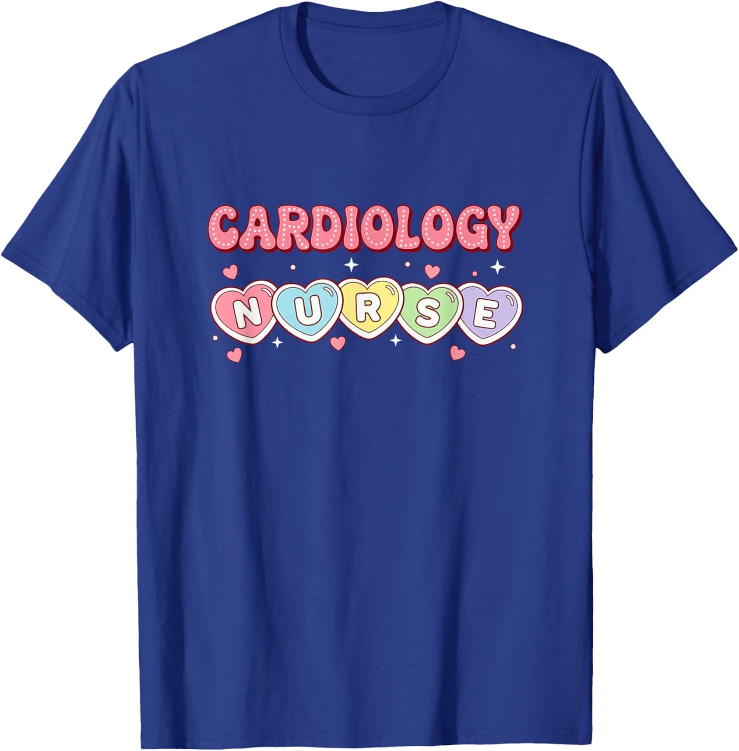 Cardiac Nurse Love Hearts Valentine Cardiology Nurse T-Shirt - T-Shirt | Royal