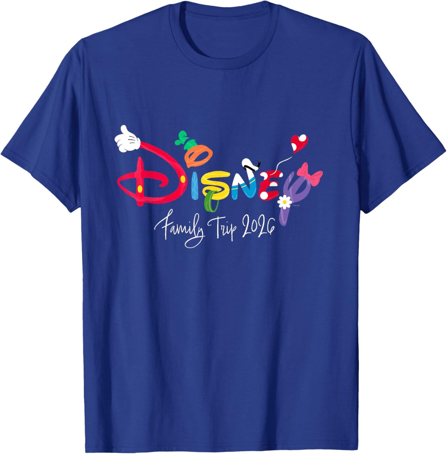 Disney Mickey & Friends Character Letters Family Trip 2026 T-Shirt - T-Shirt | Royal