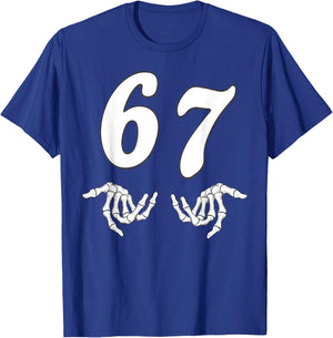Funny Six Seven 6 7 Meme 67 Skeleton Hand Halloween Costume T-Shirt - T-Shirt | Royal
