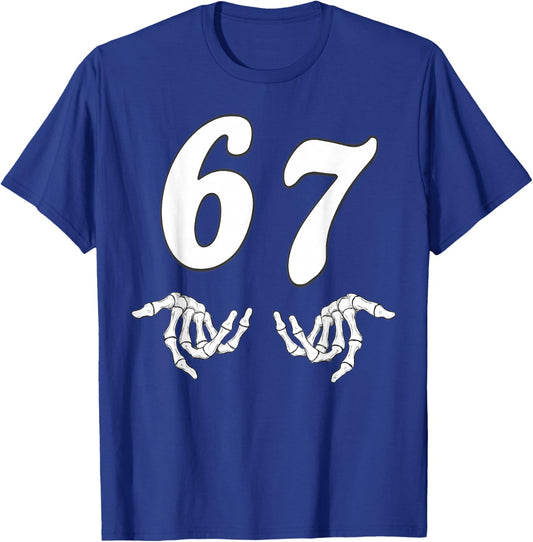 Funny Six Seven 6 7 Meme 67 Skeleton Hand Halloween Costume T-Shirt - T-Shirt | Royal