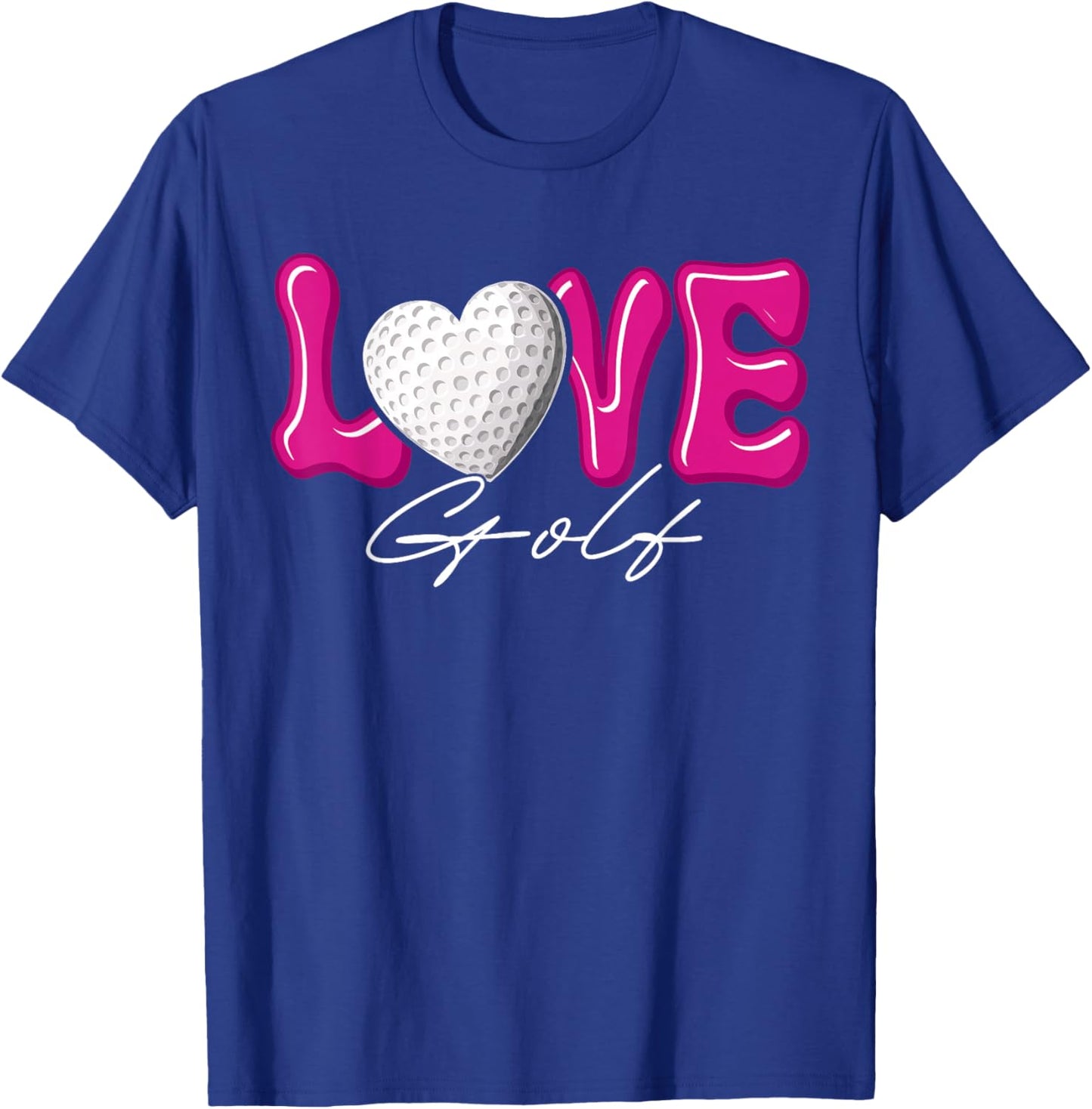Girl Love Golf Heart Game Day Pink Golfing Golfer T-Shirt - T-Shirt | Royal