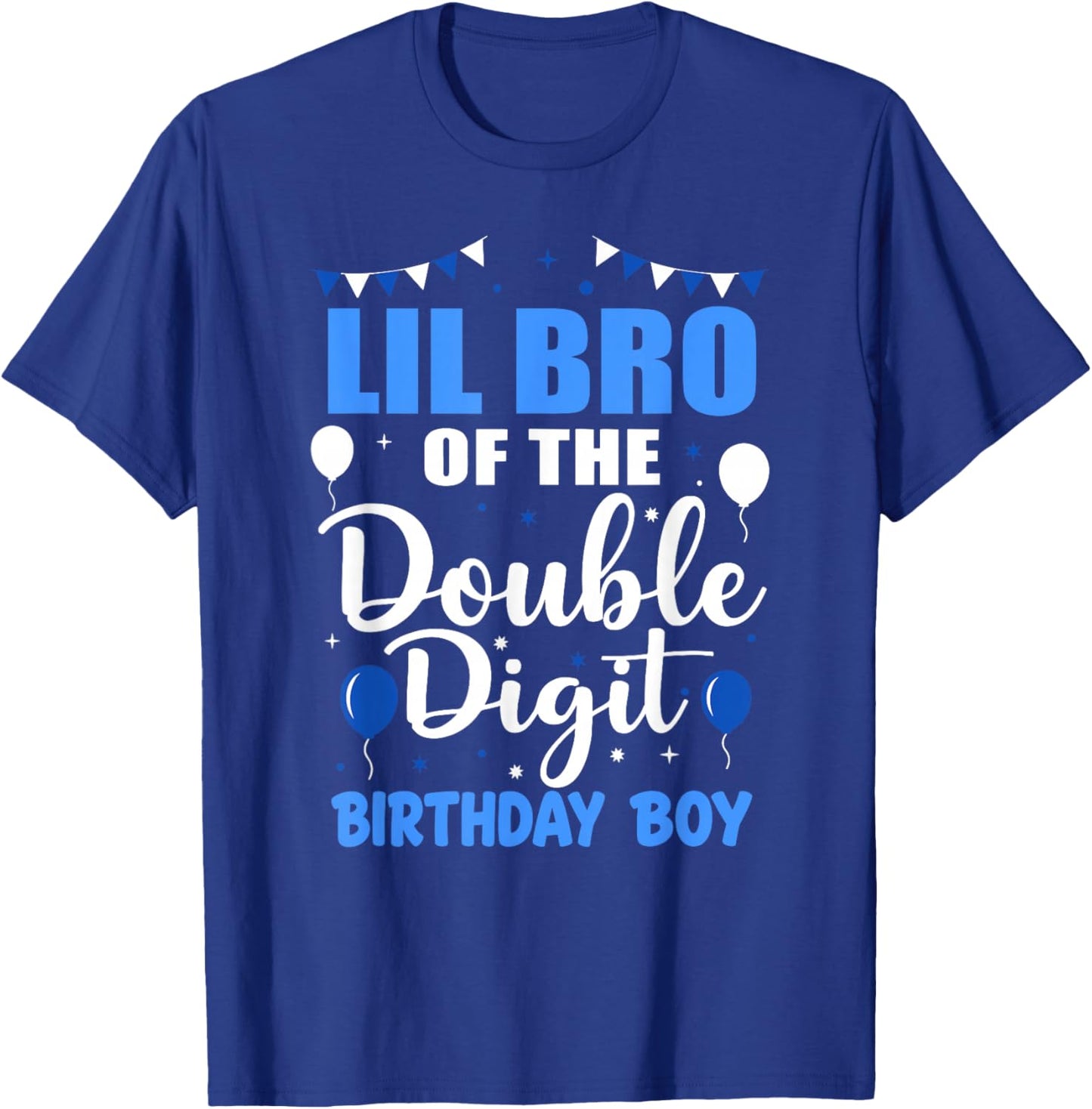 Lil Bro of The Double Digit Birthday Boy 10 Year Old 10th T-Shirt - T-Shirt | Royal
