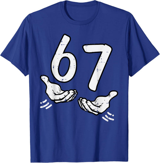 6 7 Meme Hands Funny 67 Six Seven Gen Alpha Kids Boys Youth T-Shirt - T-Shirt | Royal