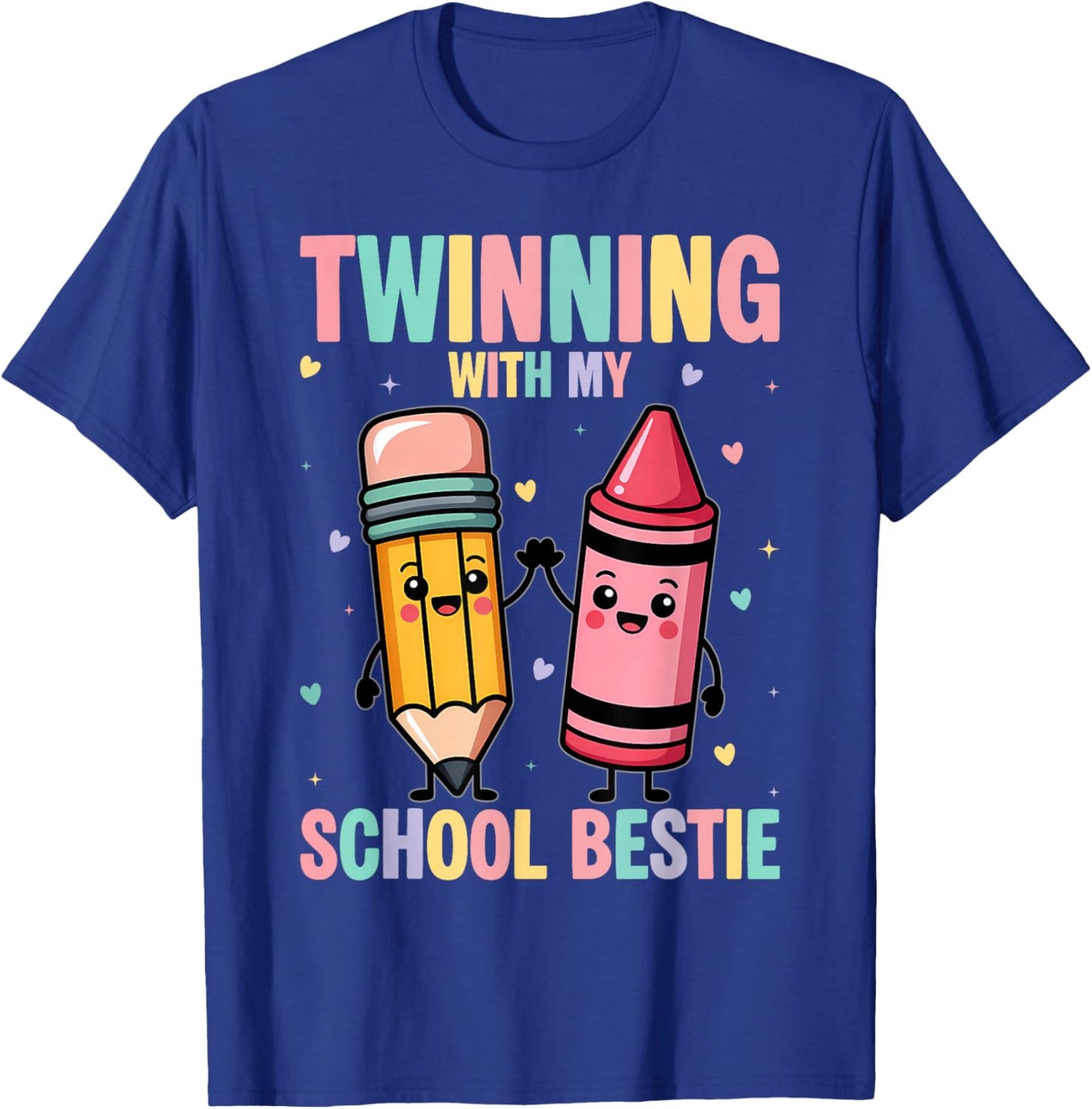 Twinning with My School Bestie Cute Matching Friend Twin Day T-Shirt - T-Shirt | Royal