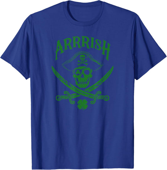 ARRRISH Irish Pirate St. Patrick's Day Argh Funny Shamrock T-Shirt - T-Shirt | Royal