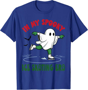 in My Spooky Ice Skating Era Ghost Skater Halloween Costume T-Shirt - T-Shirt | Royal
