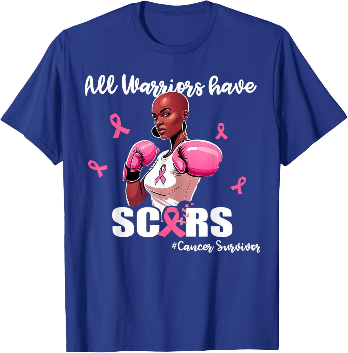 Women Black African American Fight Breast Cancer Pink Ribbon T-Shirt - T-Shirt | Royal