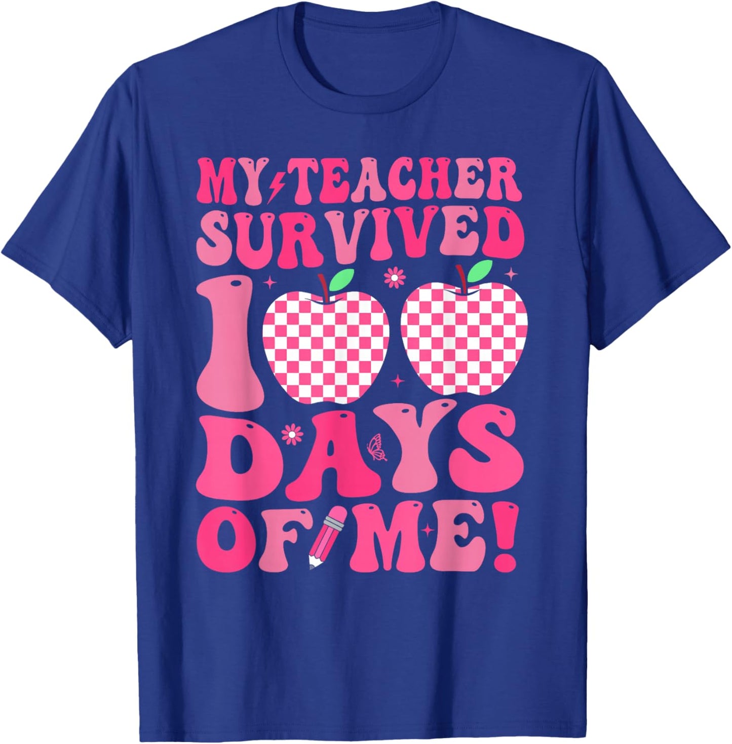 My Teacher Survived 100 Days Boys Kids 100th Day of School T-Shirt - T-Shirt | Royal