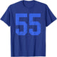Distressed Royal Blue Number 55 Jersey Player Uniform #55 T-Shirt - T-Shirt | Royal