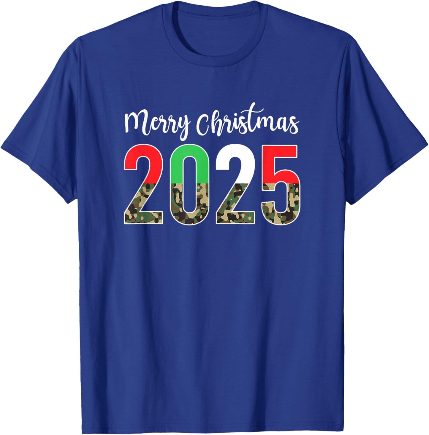 Merry Christmas 2025 Camouflage Camo Xmas Women Kids T-Shirt - T-Shirt | Royal