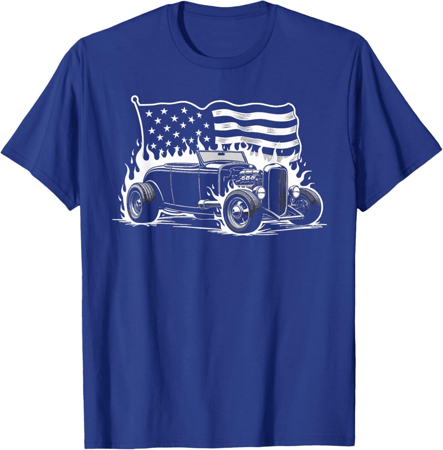 1932 Deuce Coupe Classic American Flag Patriotic Silhouette T-Shirt - T-Shirt | Royal