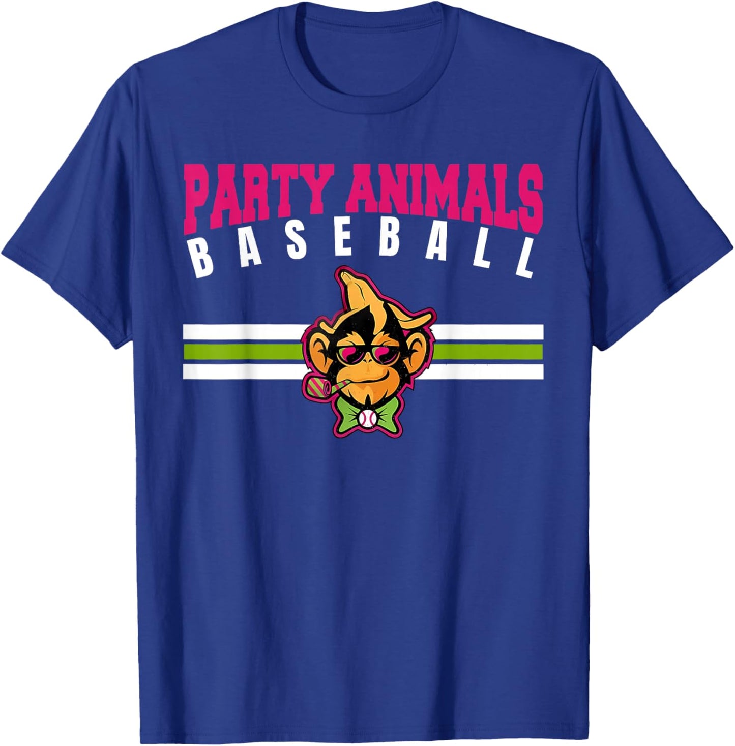 Party Animals Baseball Retro Monkey Sunglasses T-Shirt - T-Shirt | Royal