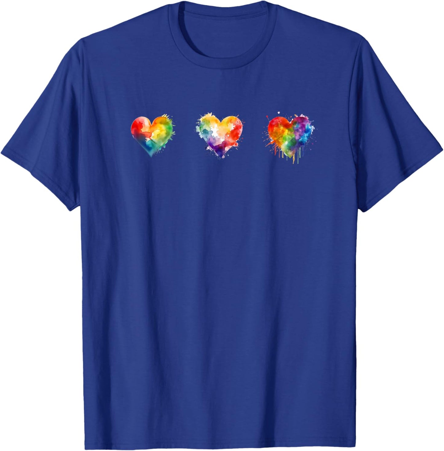 Vibrant Watercolor Valentine Hearts Celebrating Love Pride T-Shirt - T-Shirt | Royal