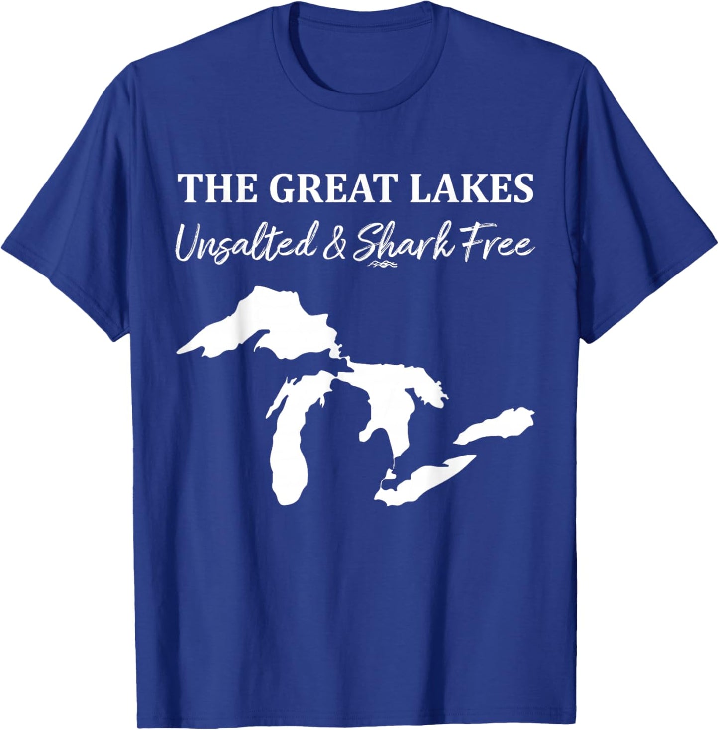 The Great Lakes Unsalted & Shark Free Michigan Superior Map T-Shirt - T-Shirt | Royal