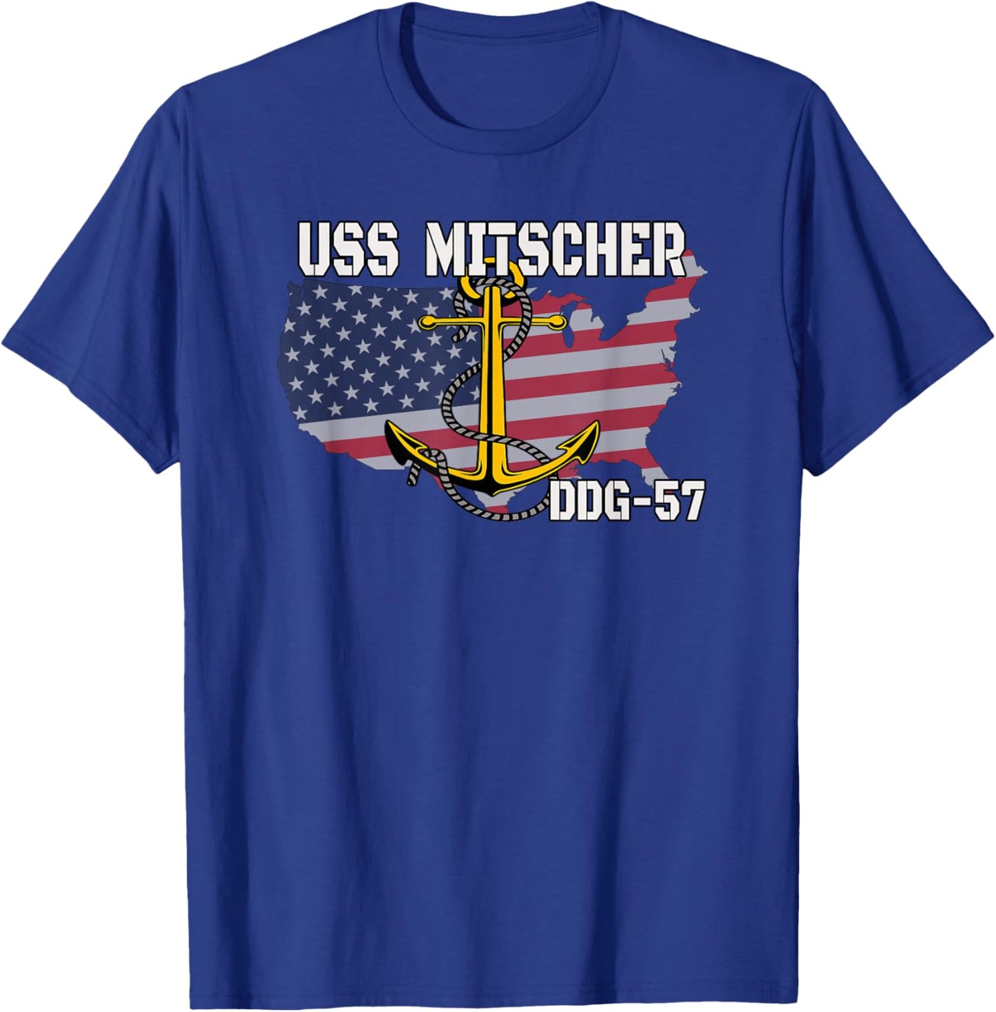 USS Mitscher DDG-57 Destroyer Veteran Day Father Grandpa Dad T-Shirt - T-Shirt | Royal