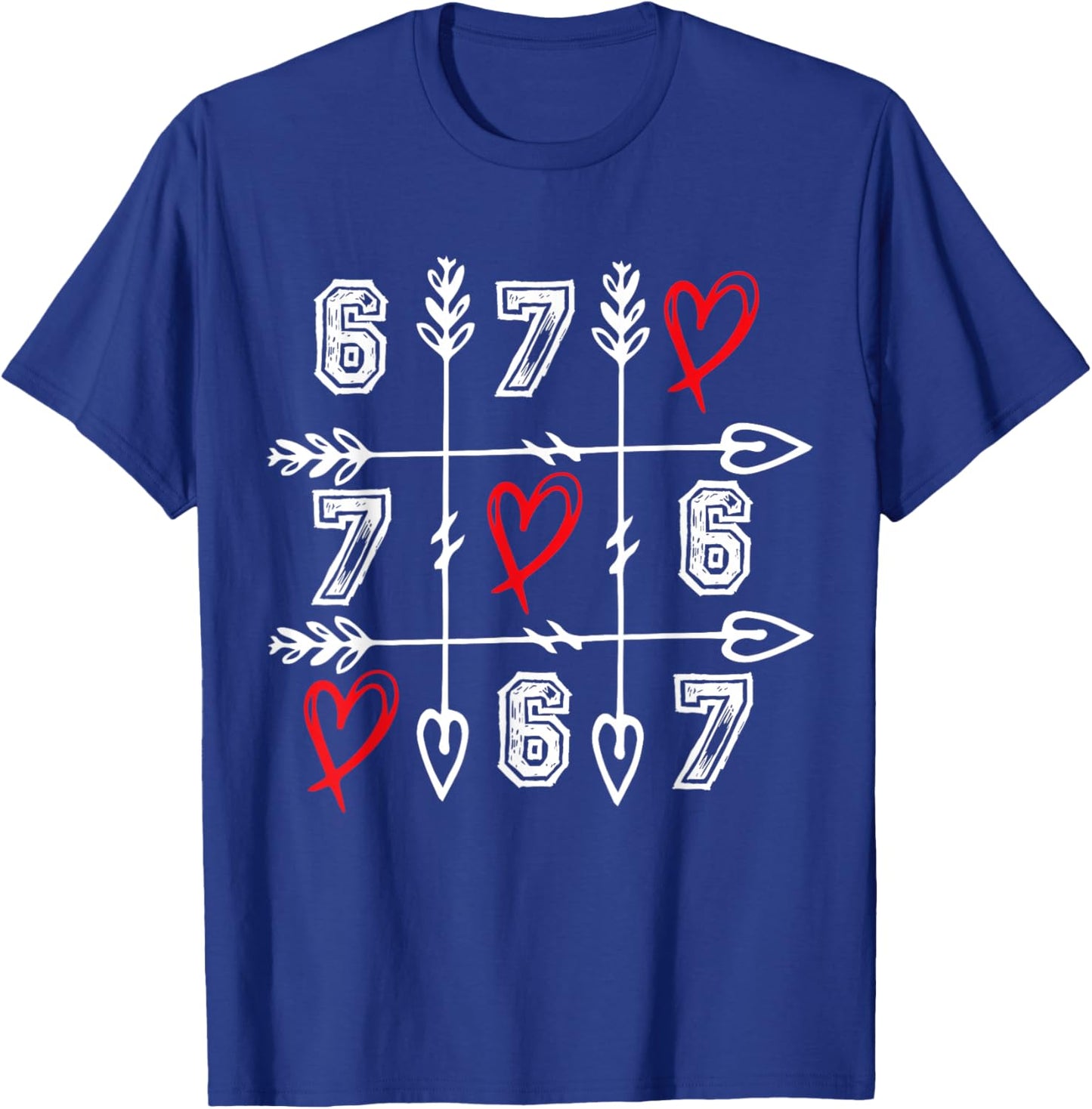 Six Seven 67 Meme 6 7 Valentines Day Heart Men Women Kids T-Shirt - T-Shirt | Royal