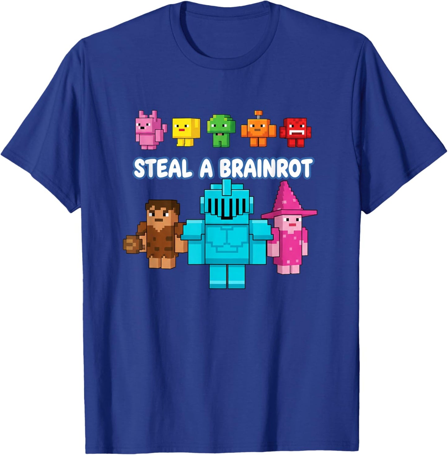 Steal A Brainrot Pixel Video Game Characters Kids T-Shirt - T-Shirt | Royal