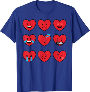 Valentines Day Heart Faces Emoticons Funny Women Men Kids T-Shirt - T-Shirt | Royal