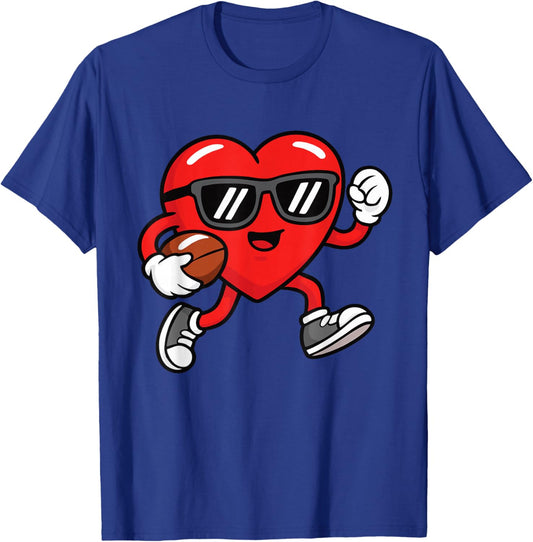 Funny Football Valentines Day Heart Boys Sports Love T-Shirt - T-Shirt | Royal