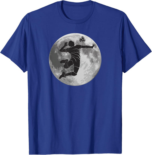 Volleyball Player Coach Fan Volley-Ball Child Man Moon T-Shirt - T-Shirt | Royal