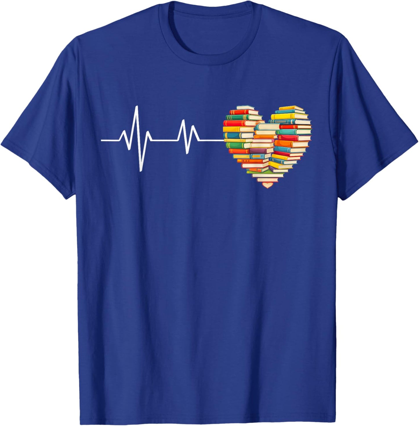Love Books Heartbeat Heart Book Lover Books Reading T-Shirt - T-Shirt | Royal