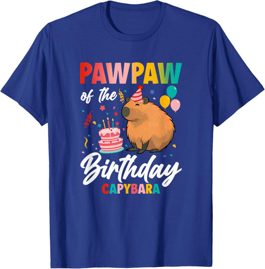 Pawpaw of The Birthday Capybara Girl Bday Party Family T-Shirt - T-Shirt | Royal