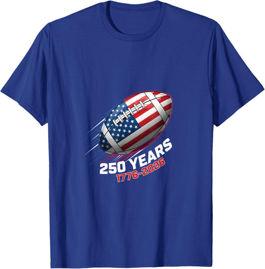 250 Years 1776-2026 250th Birthday American Football T-Shirt - T-Shirt | Royal