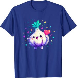 Cute Kawaii Garlic Holding Heart T-Shirt - T-Shirt | Royal