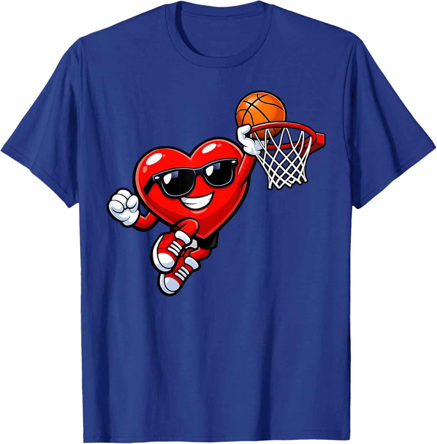 Valentines Day Basketball Heart Dunking Men Boys Kids Youth T-Shirt - T-Shirt | Royal