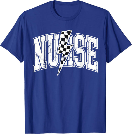 Checkered Nurse Funny Checkered Nurse RN PCT CNA Nurse T-Shirt - T-Shirt | Royal