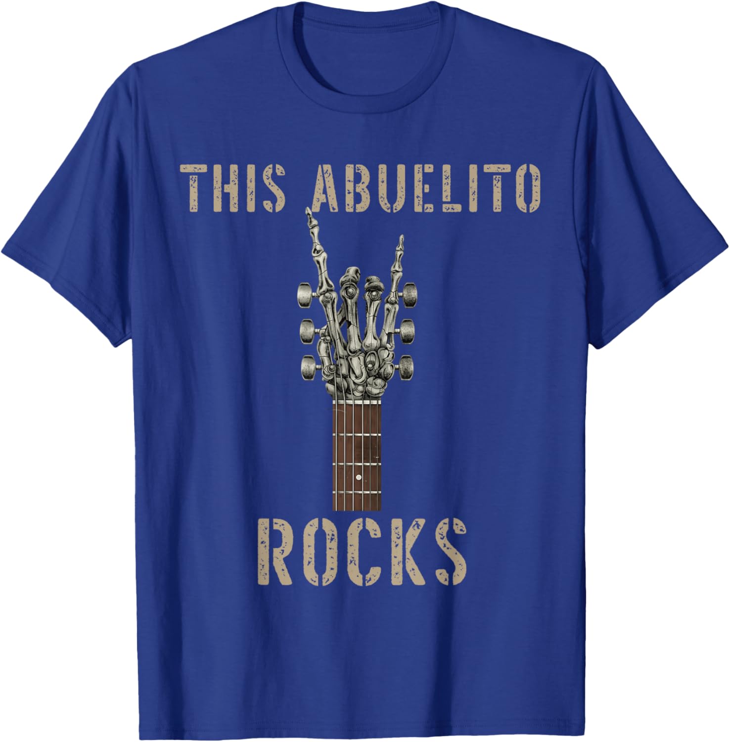 This Abuelito Rocks Skeleton Hand Rock Music Band Guitar T-Shirt - T-Shirt | Royal