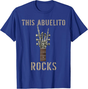 This Abuelito Rocks Skeleton Hand Rock Music Band Guitar T-Shirt - T-Shirt | Royal