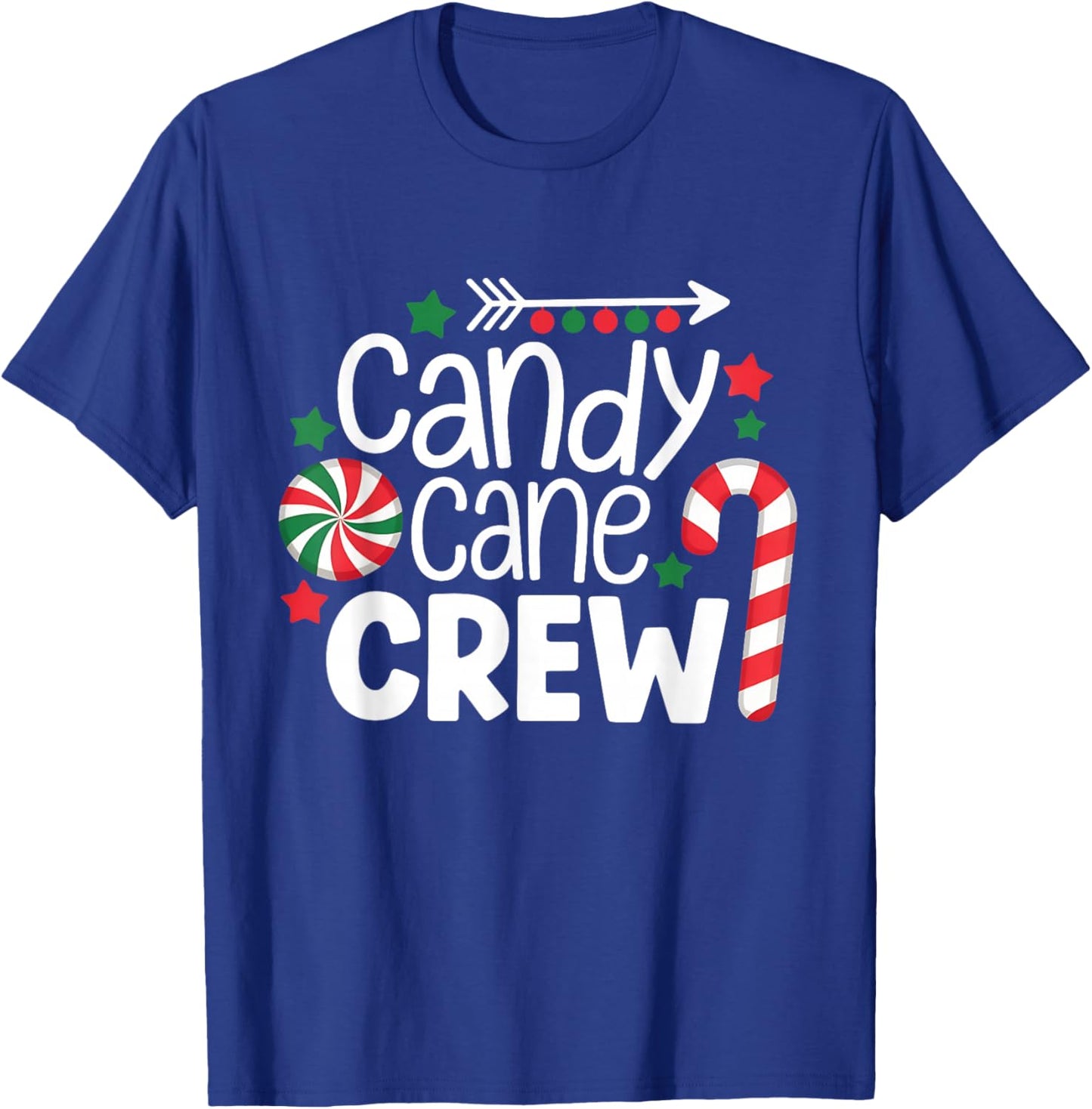 Christmas Candy Cane Crew Shirt Women Girls Boys Kids Xmas T-Shirt - T-Shirt | Royal