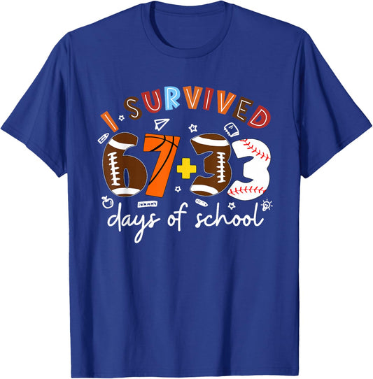 I Survived 67 33 Days of School 100th Day Sport Lover Kids T-Shirt - T-Shirt | Royal