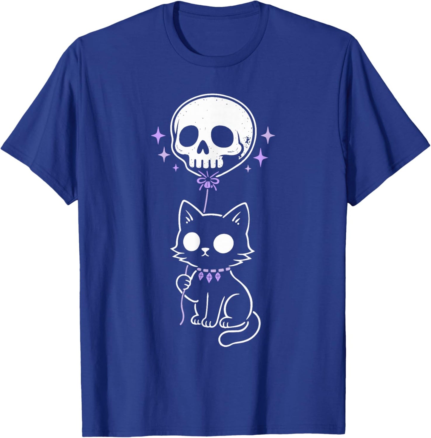 Cat Kitty Skull Black Pastel Goth Kawaii Witchy Aesthetic T-Shirt - T-Shirt | Royal