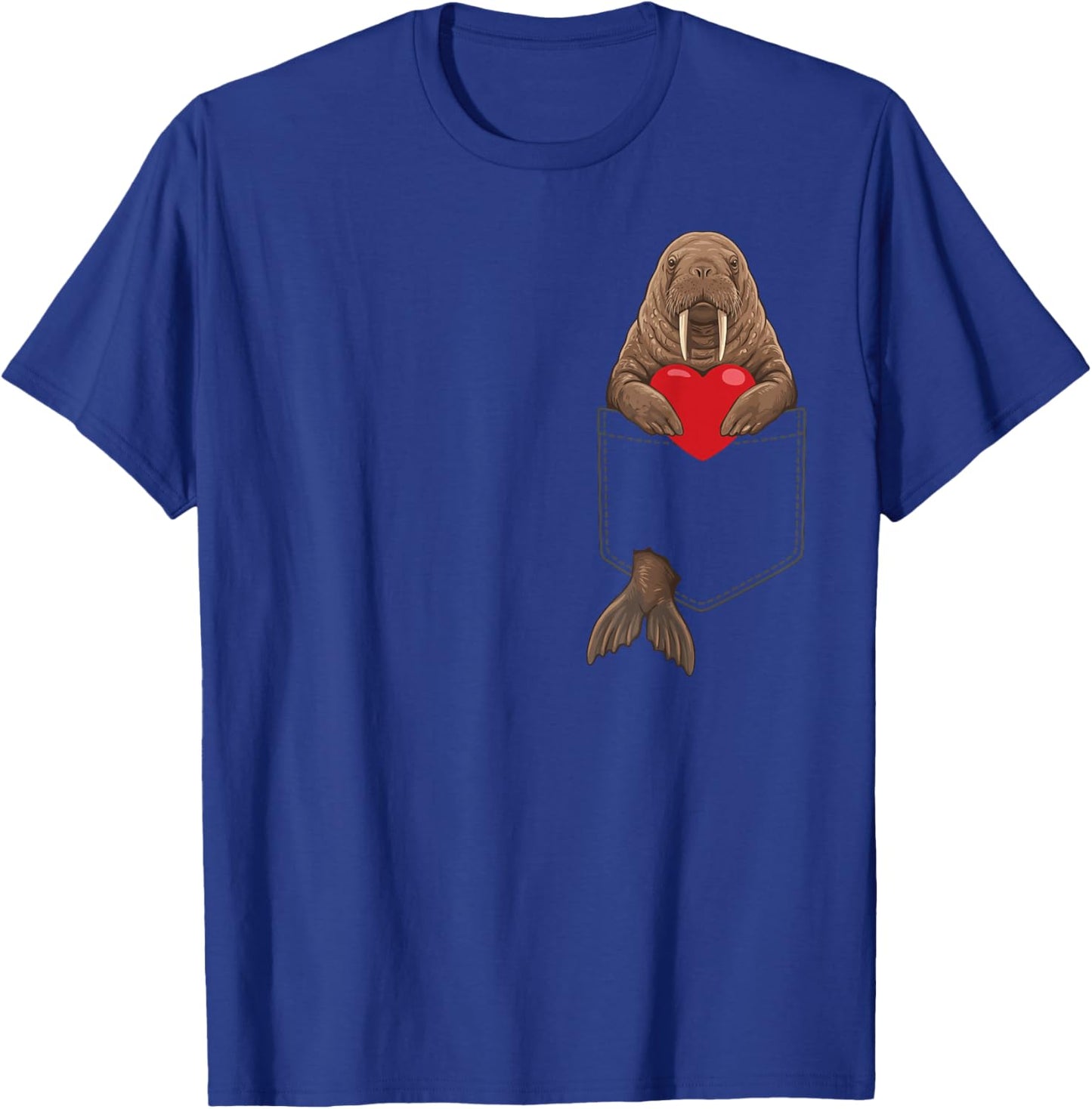 Walrus in Pocket Arctic Animal Lover Valentines T-Shirt - T-Shirt | Royal