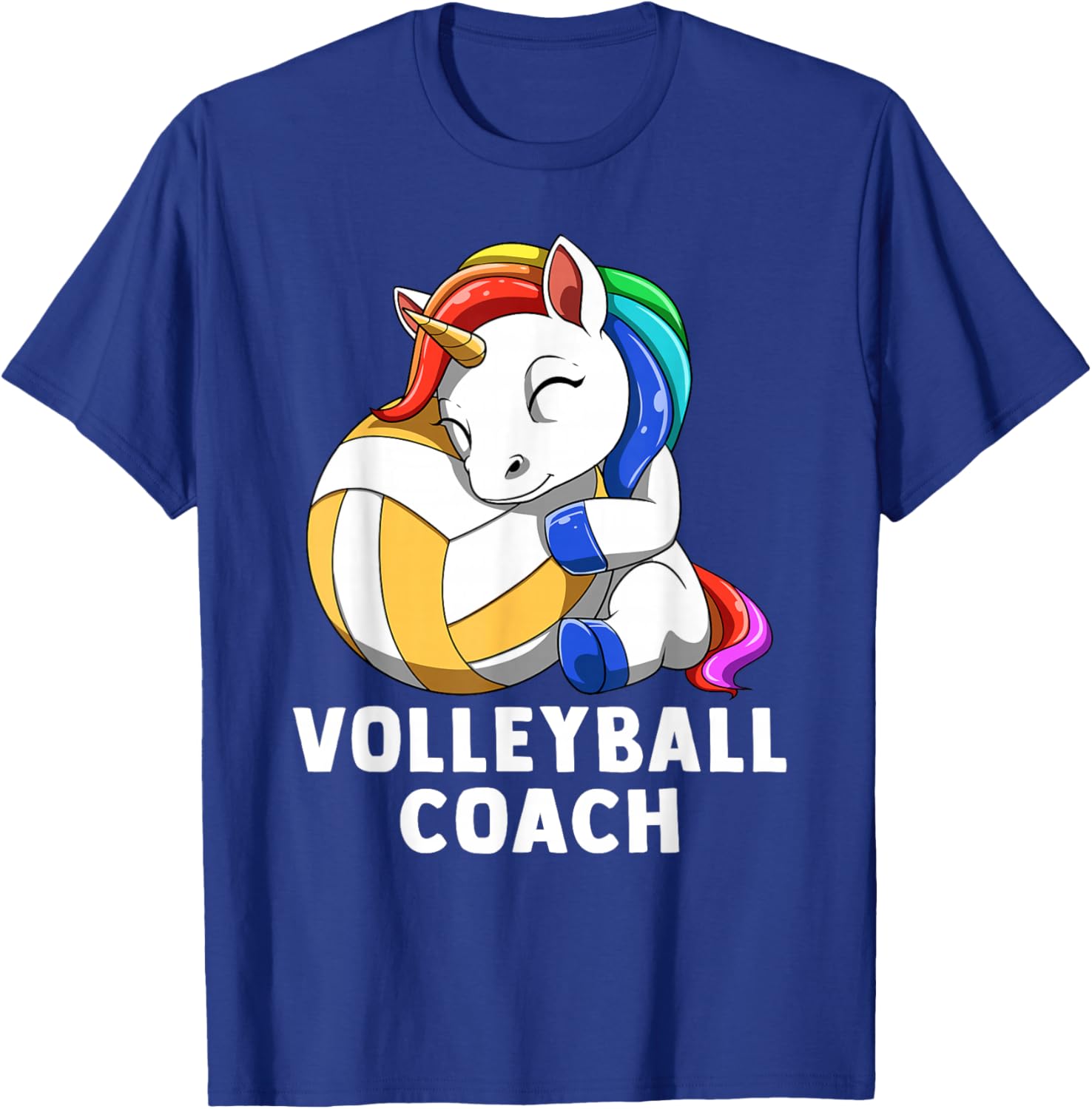 Cute Volleyball Unicorn Volleyball Coach Rainbow T-Shirt - T-Shirt | Royal