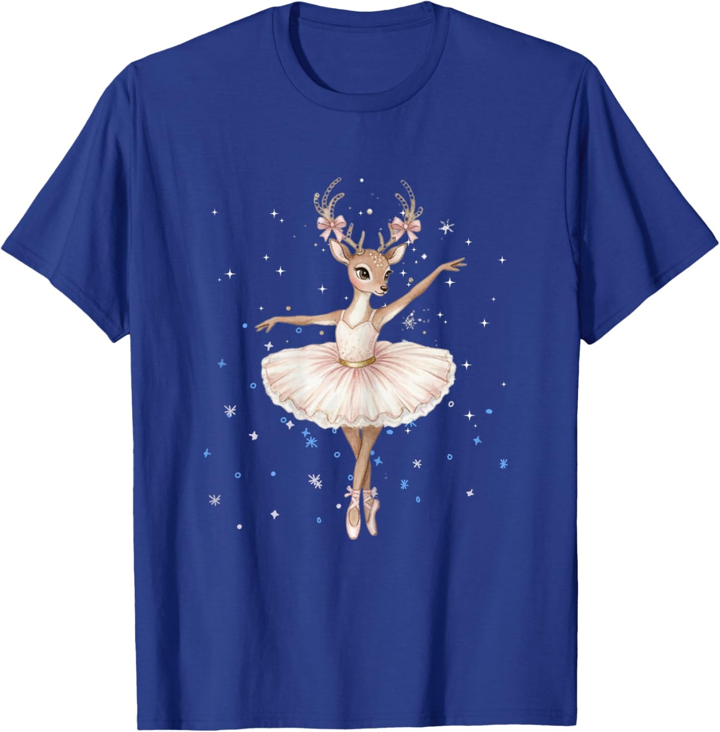 Cute Reindeer Dancer Christmas Ballerina Xmas Design T-Shirt - T-Shirt | Royal