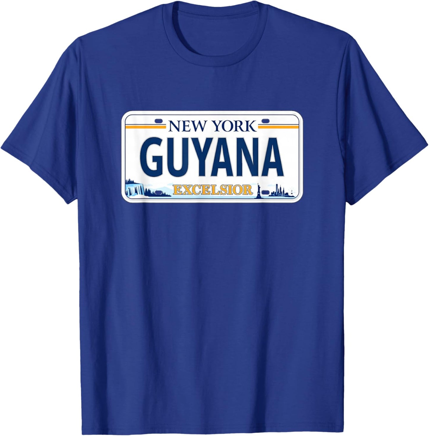 Guyana New York Plate Style Design. Guyanese Americans T-Shirt - T-Shirt | Royal