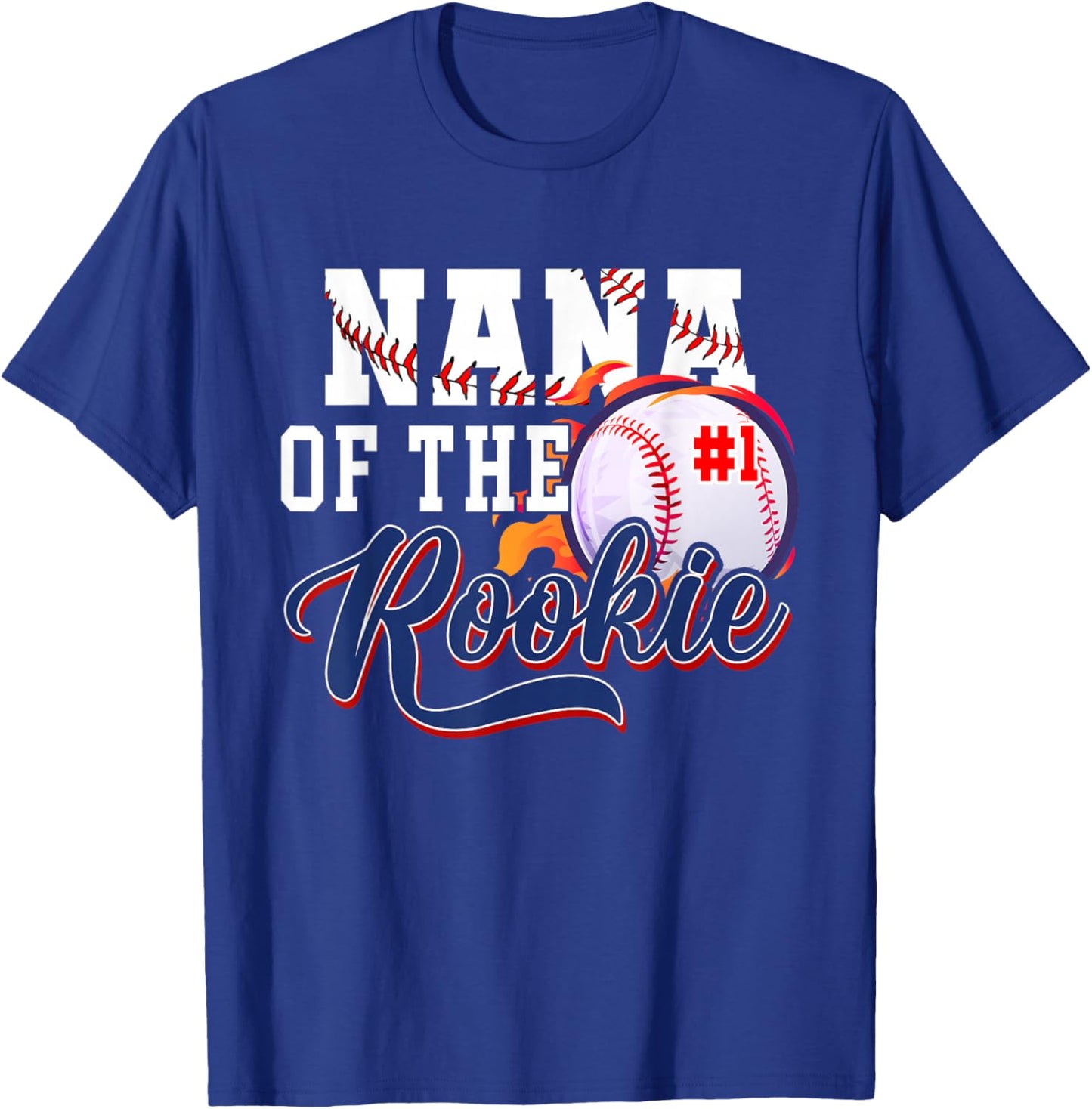 Nana Rookie of Year 1st Birthday Baseball Theme Matching T-Shirt - T-Shirt | Royal