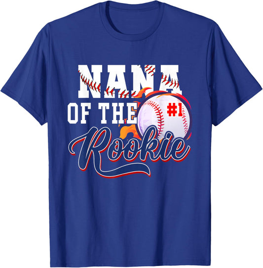 Nana Rookie of Year 1st Birthday Baseball Theme Matching T-Shirt - T-Shirt | Royal