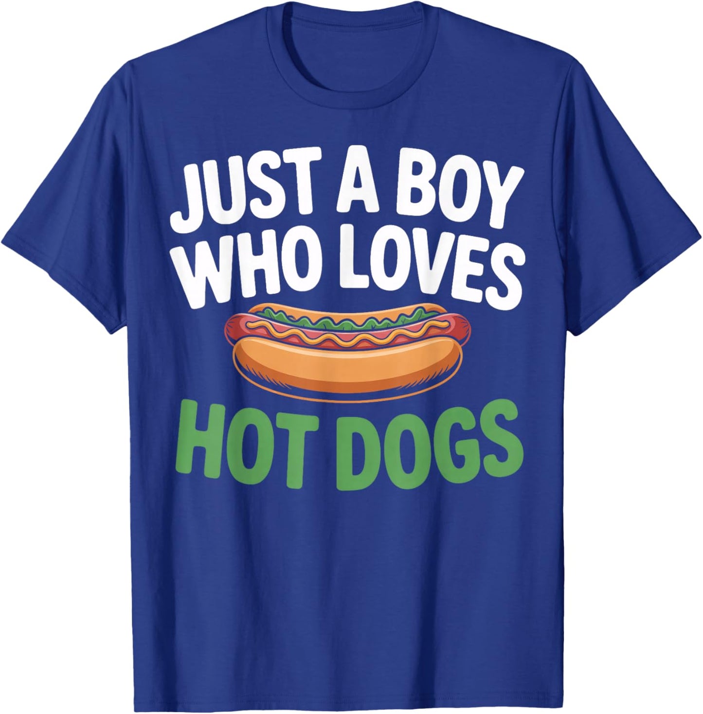 Hot Dog Aficionado Just A Boy Who Loves Hot Dogs Food Snack T-Shirt - T-Shirt | Royal