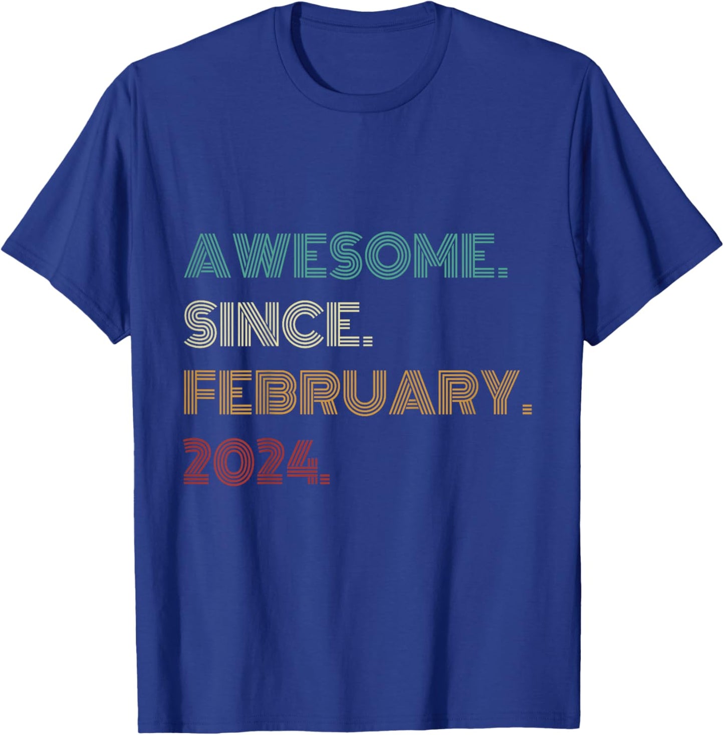 Kids 2 Years Old Awesome Since February 2024 2nd Birthday T-Shirt - T-Shirt | Royal