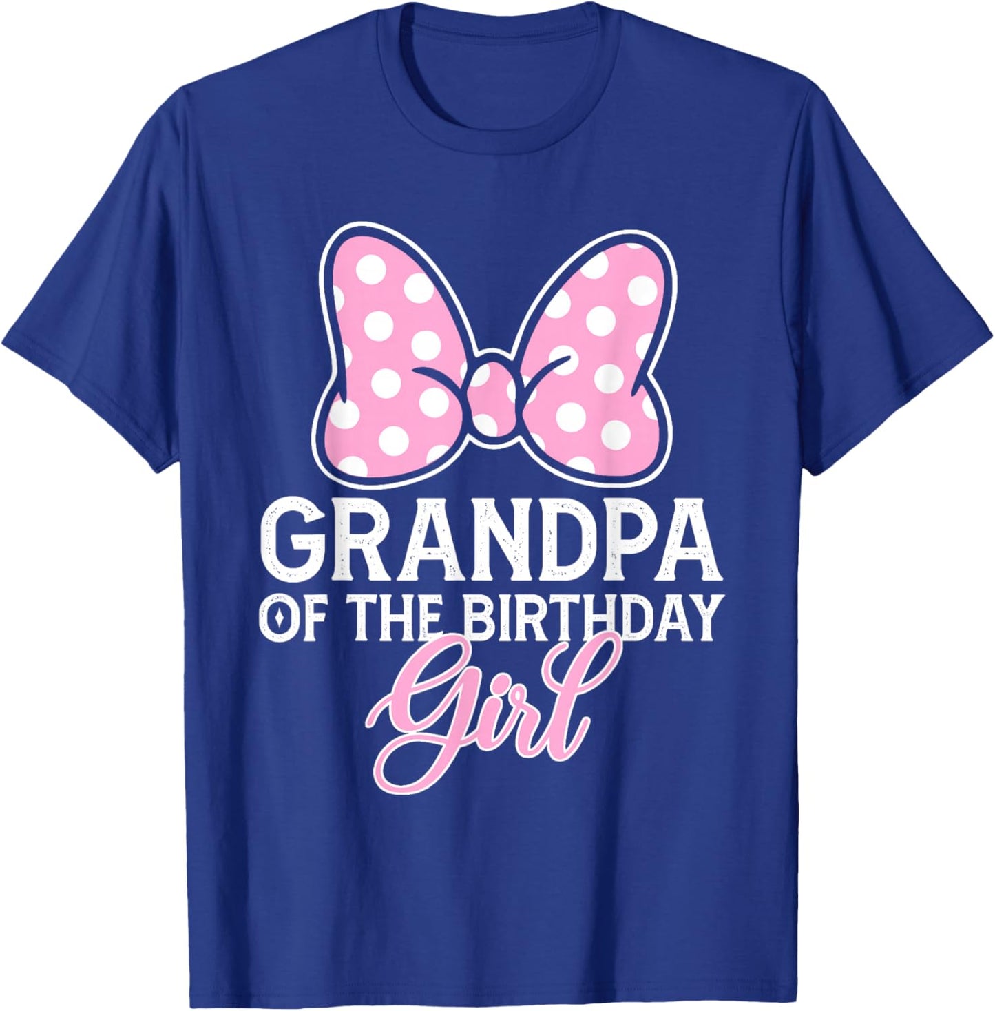 Grandpa of The Birthday Girl Cute Pink Bow Family Matching T-Shirt - T-Shirt | Royal