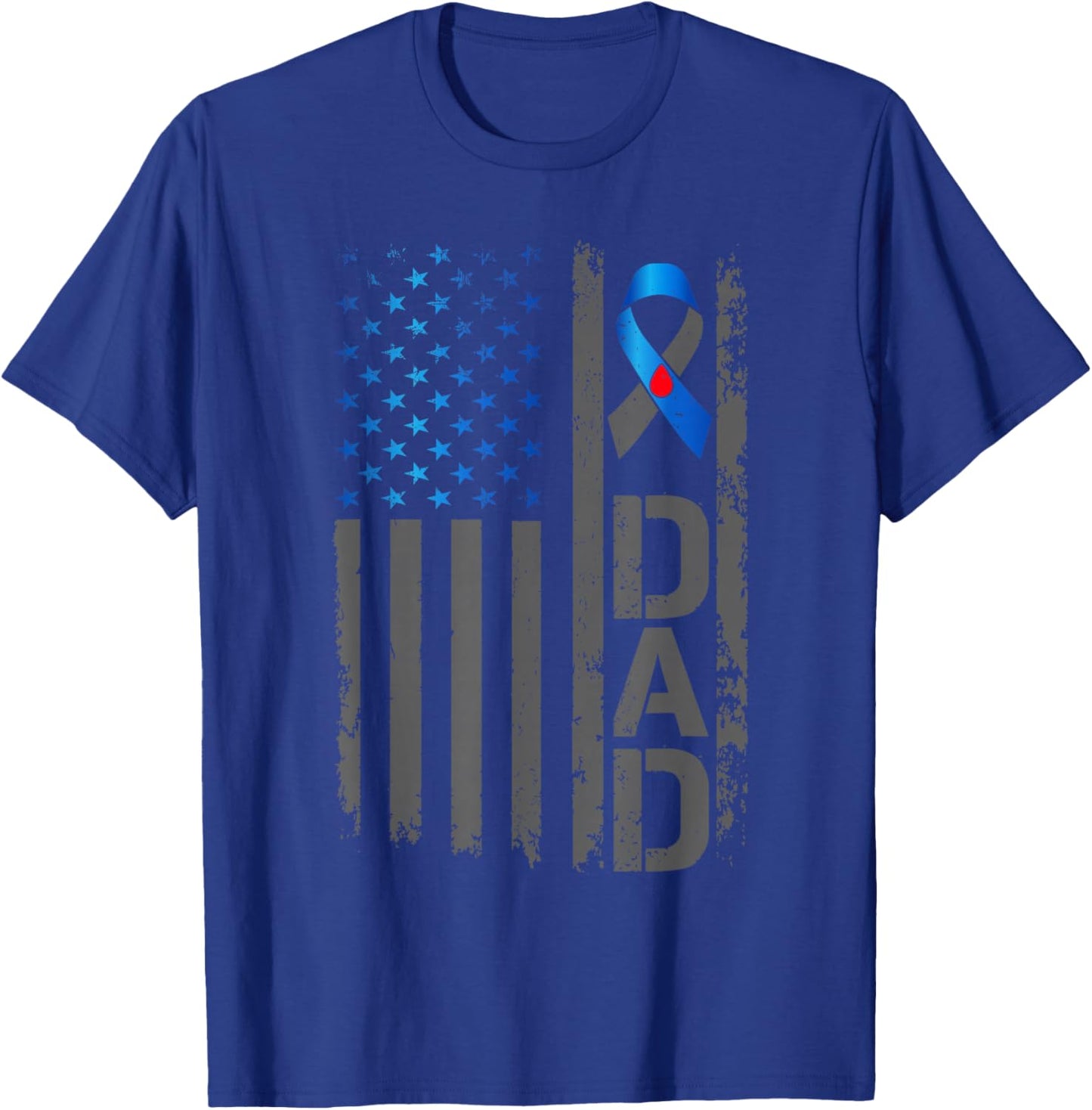 Type 1 Diabetes Awareness T1D Dad of Warrior Type 1 Diabetic T-Shirt - T-Shirt | Royal